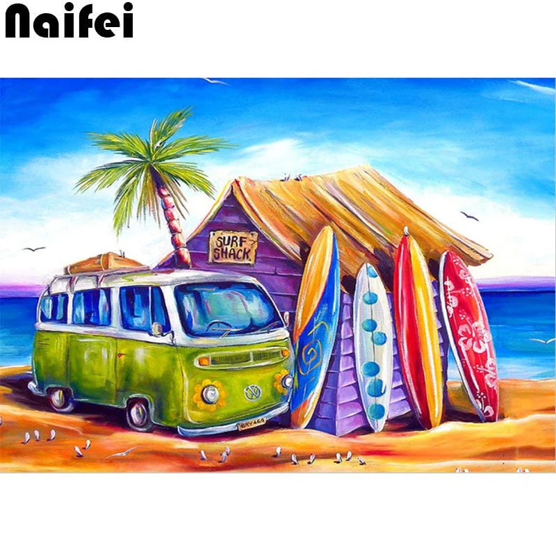 Алмазов картина Наборы для взрослых полная выкладка Surf Shack Стразы Вышивка