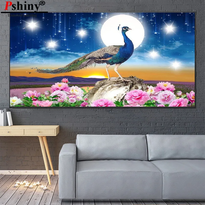 Алмазная вышивка PSHINY DIY 5D распродажа ночное небо картины с изображением павлина