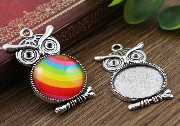 5 шт 20 мм Внутренний размер античный посеребренный позолоченный стиль Совы