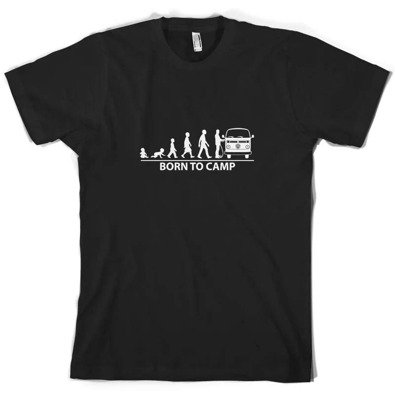 Born To Camp (Bay Window) Мужская футболка Camper Van Bus Новые футболки Забавные топы унисекс