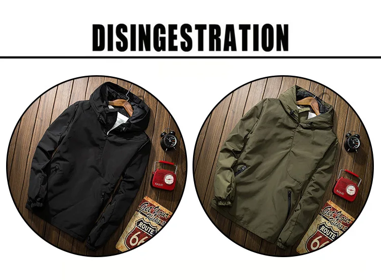Повседневные мужские толстовки, осенняя однотонная армейская зеленая Черная куртка-бомбер, модная ветровка на молнии с капюшоном, тактический Мужской пуловер с капюшоном