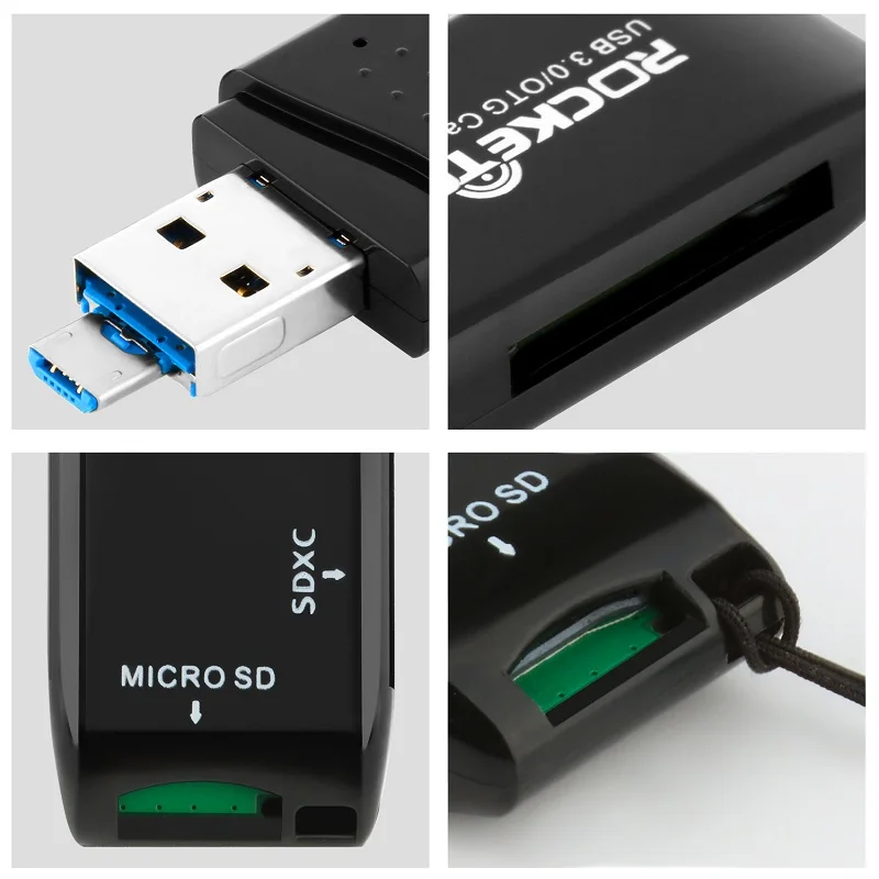 Rocketek usb 3 0 multi 2 в 1 памяти OTG Телефон card reader 5 Гбит/с адаптер для SD TF micro pc компьютер