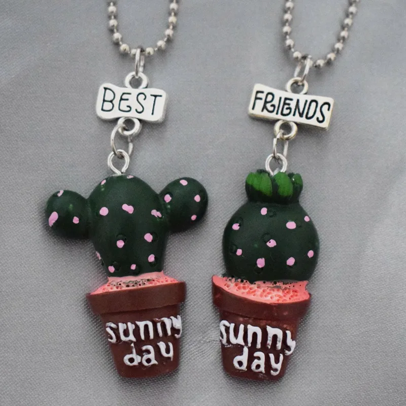 Смола Имитация кактусов подвеска BFF Цепочки и ожерелья детей Best Friends Forever 5 для мальчиков и девочек Дружба Ювелирные изделия подарок на день рождения