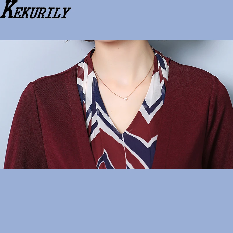 Kekurily Поддельные 2 шт. костюмы с платьем Длинные рукава Туника зимнее платье