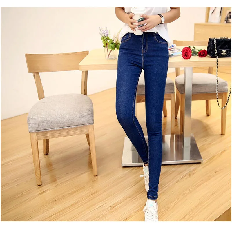 

New 2016 Washed Women Imitation Jeans Mujer Stretch Cotton Denim Pants Trousers Boyfriend Plus Size 26-32 Skinny Jeans Pencil Pa