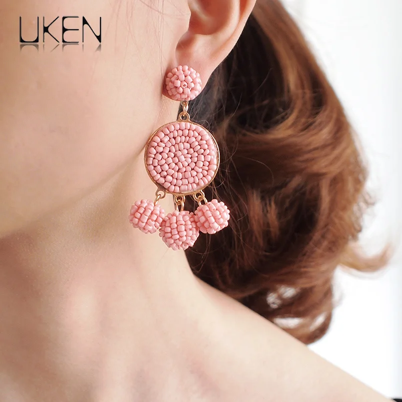 

Женские серьги-подвески ручной работы из полимерных бусин в богемном стиле