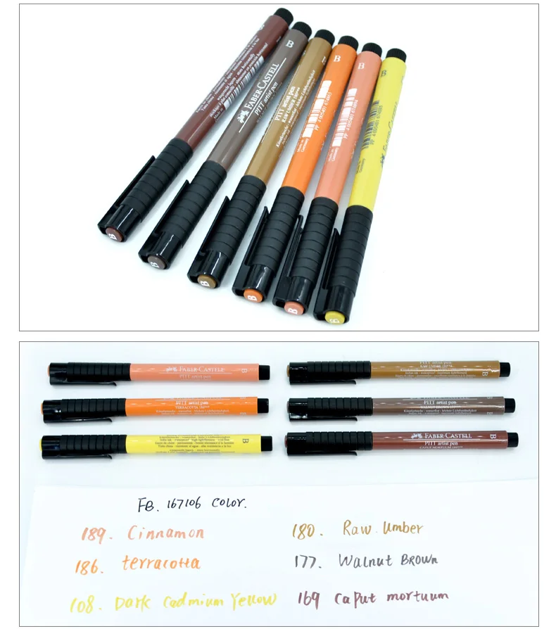 Ручка марки FABER CASTELL, мягкая водная головка, 6 цветов, ручная роспись, пейзаж персонажа, серый анимационный набор