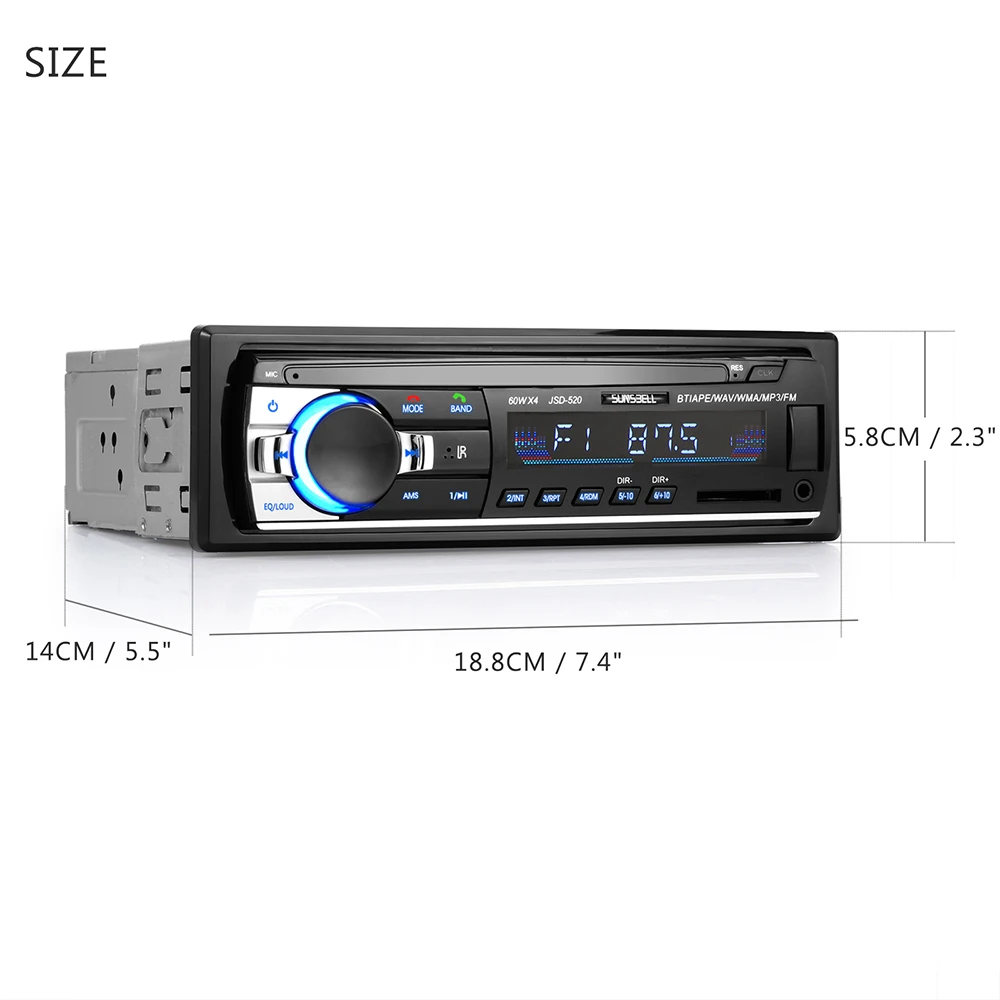 60WX4 автомобильное радио 12 в Bluetooth V2.0 аудио стерео в-тире 1 Din FM Aux вход приемник SD USB