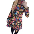 Feitong Boho осеннее женское платье, повседневное свободное шифоновое платье с длинным рукавом, Сексуальное мини платье с открытыми плечами, vestidos femininos