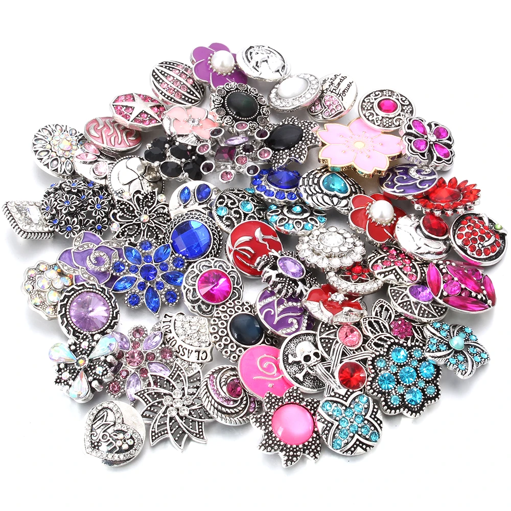 10 шт./лот заклепки для ювелирных изделий Красочные Стразы Кристалл Цветы кнопки