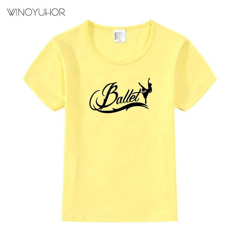 Бальных танцев Футболка с принтом для маленьких девочек балерина практика