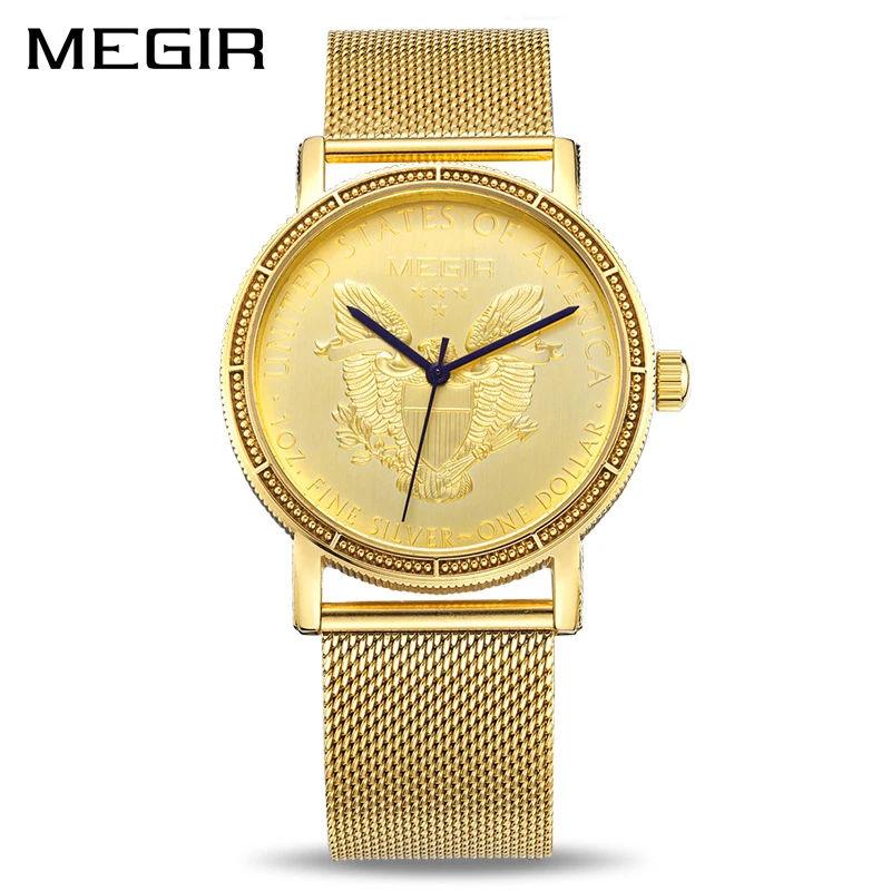 

MEGIR Fashion Quartz Men Watch Top Brand Luxury Gold Color Wrist Watch Clock Men Staninless Steel Relogio Masculino 2032 xfcs