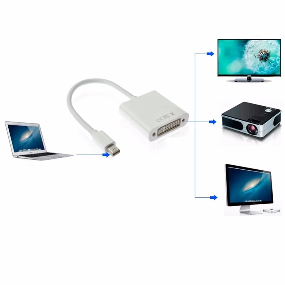Mini DisplayPort (Совместимость с Thunderbolt 1/2) к DVI 24 + 5 Pin адаптер конвертер Папа мама кабель