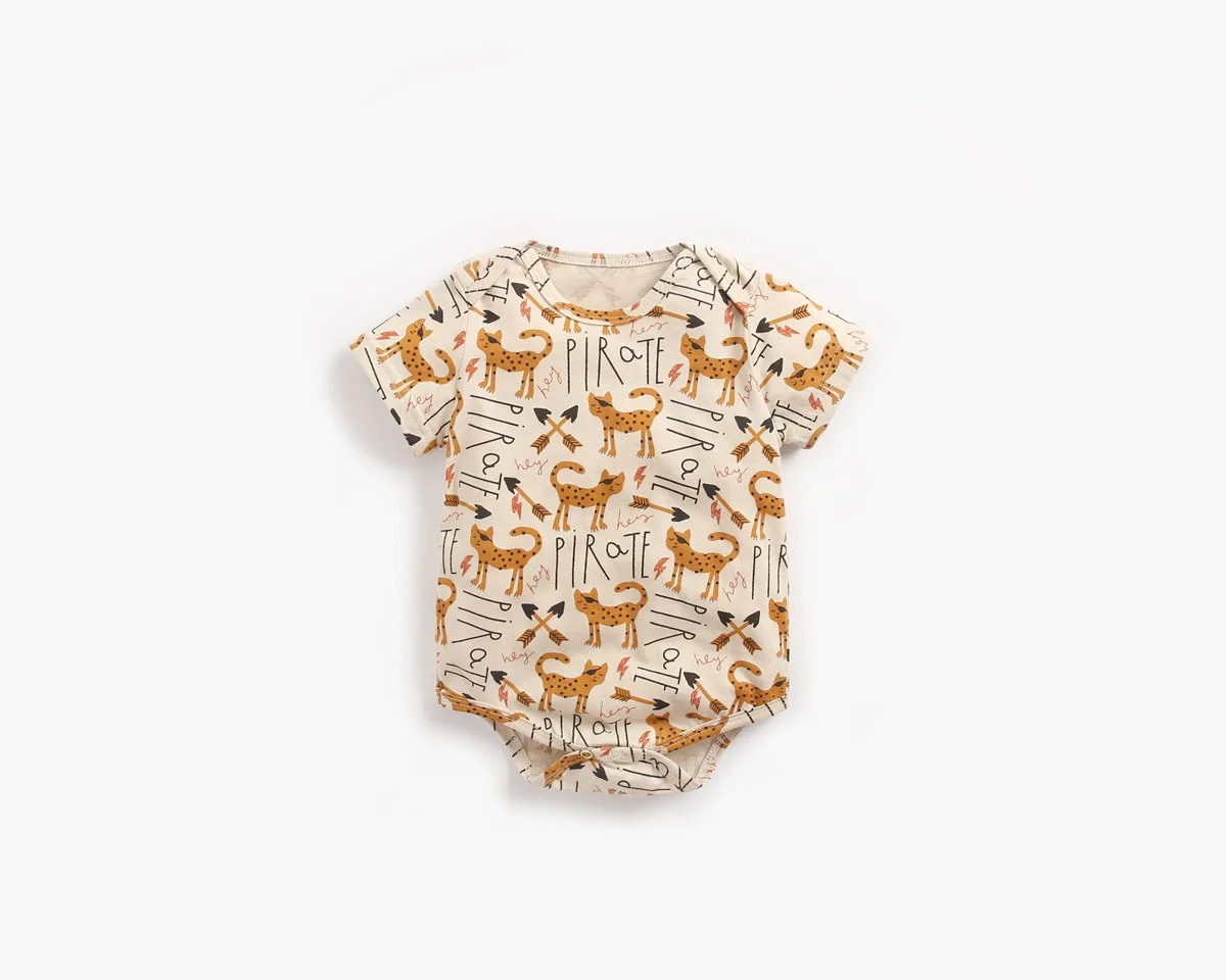 Newborn Baby's Romper Infant Boys Girls Jungle Animal Print Cute Short-sleeve One-pieces Jumpsuit Cotton Toddler Romper for Baby
