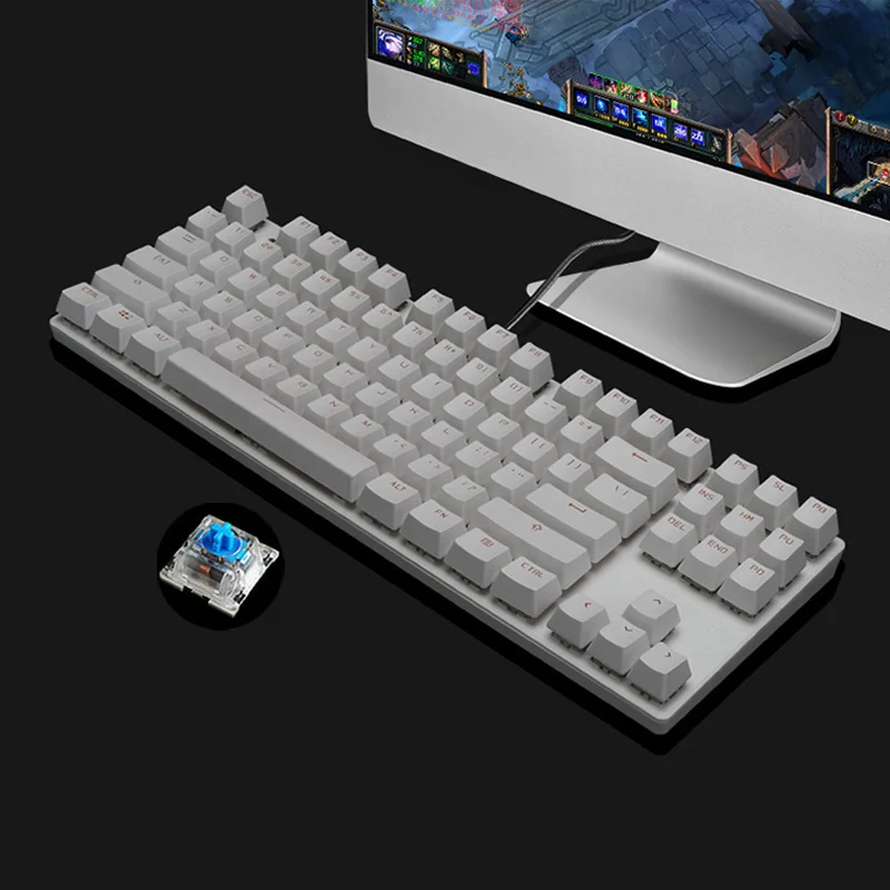 87/104 ключей механический бренд USB LED металлическая Проводная клавиатура синий