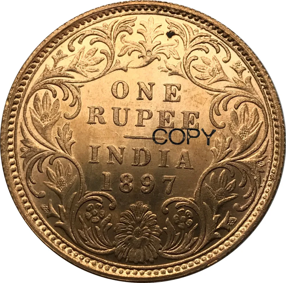 Британская Индия 1897 красная медь queen Victoria One Rupee копия монет