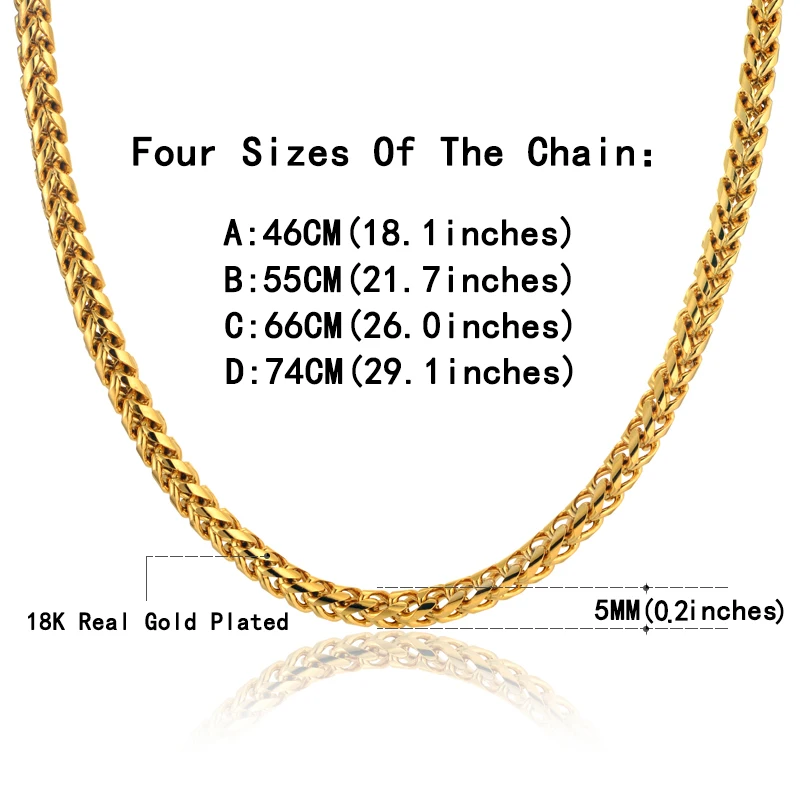 Мужская Золотая цепочка ожерелье 4/5 мм мужское для мужчин 18 &quot22&quot 26 &quot29&quot