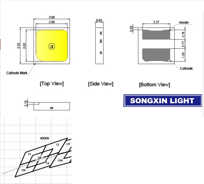 1000 шт./лот 1 Вт 3 0*3 0*0 68 мм SMD 3030 LED вольт натуральный белый естественный 4000 4500k 140 лм 350