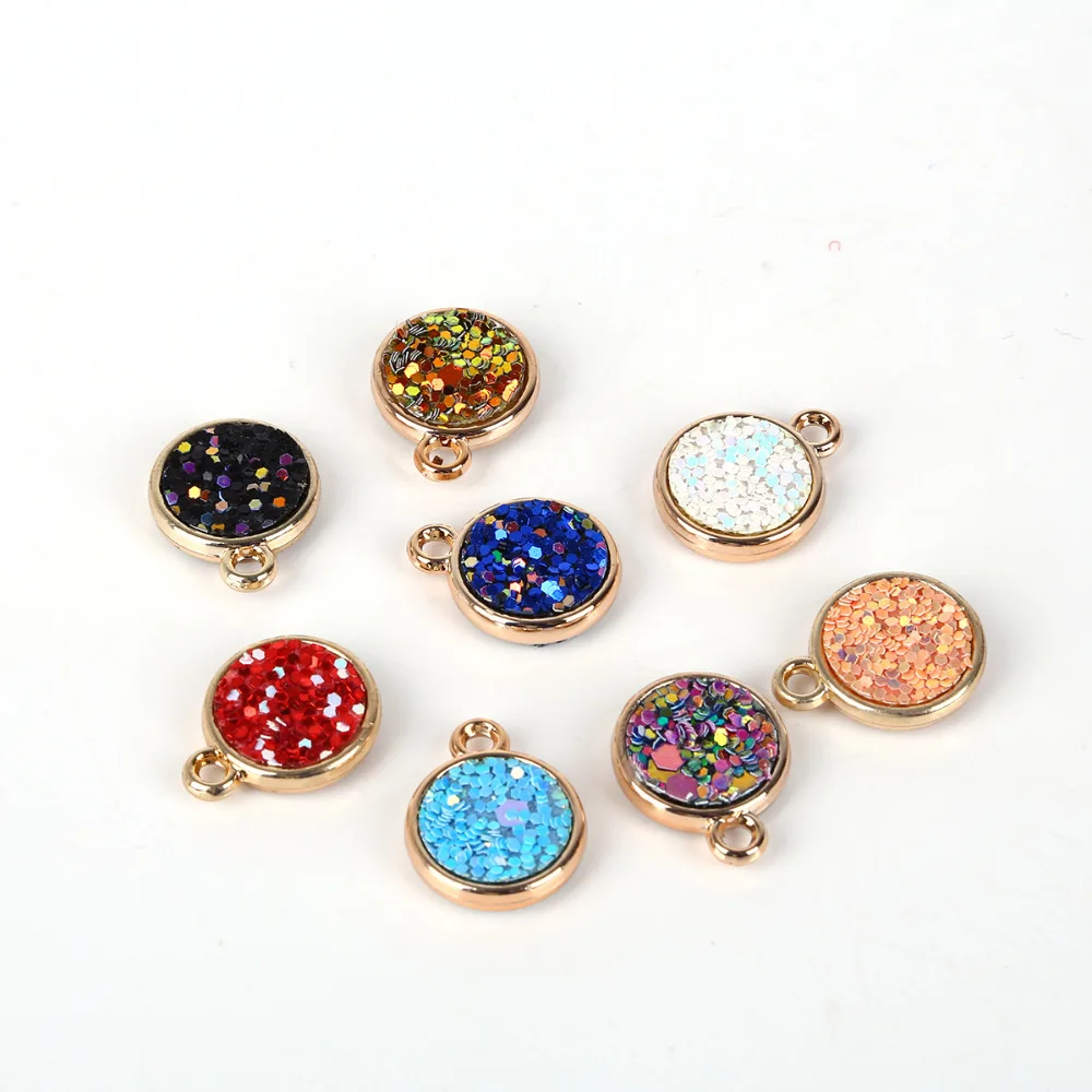 6 шт./лот круглые подвески в форме капли из смолы сверкающие для браслетов