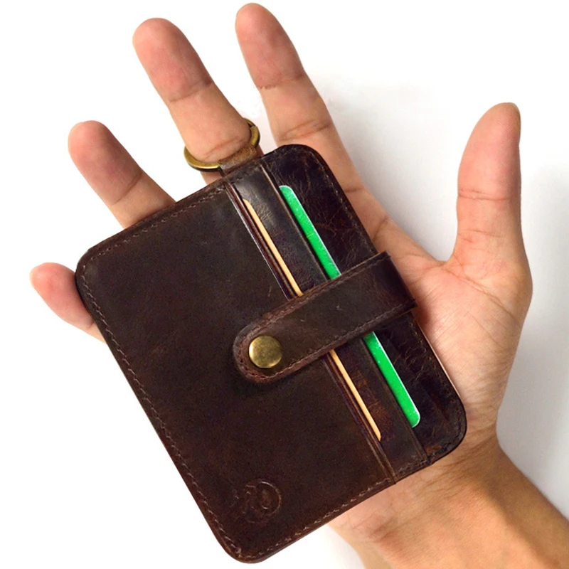 Тонкий держатель для кредитных карт из 100% воловьей кожи мини кошельки ключей