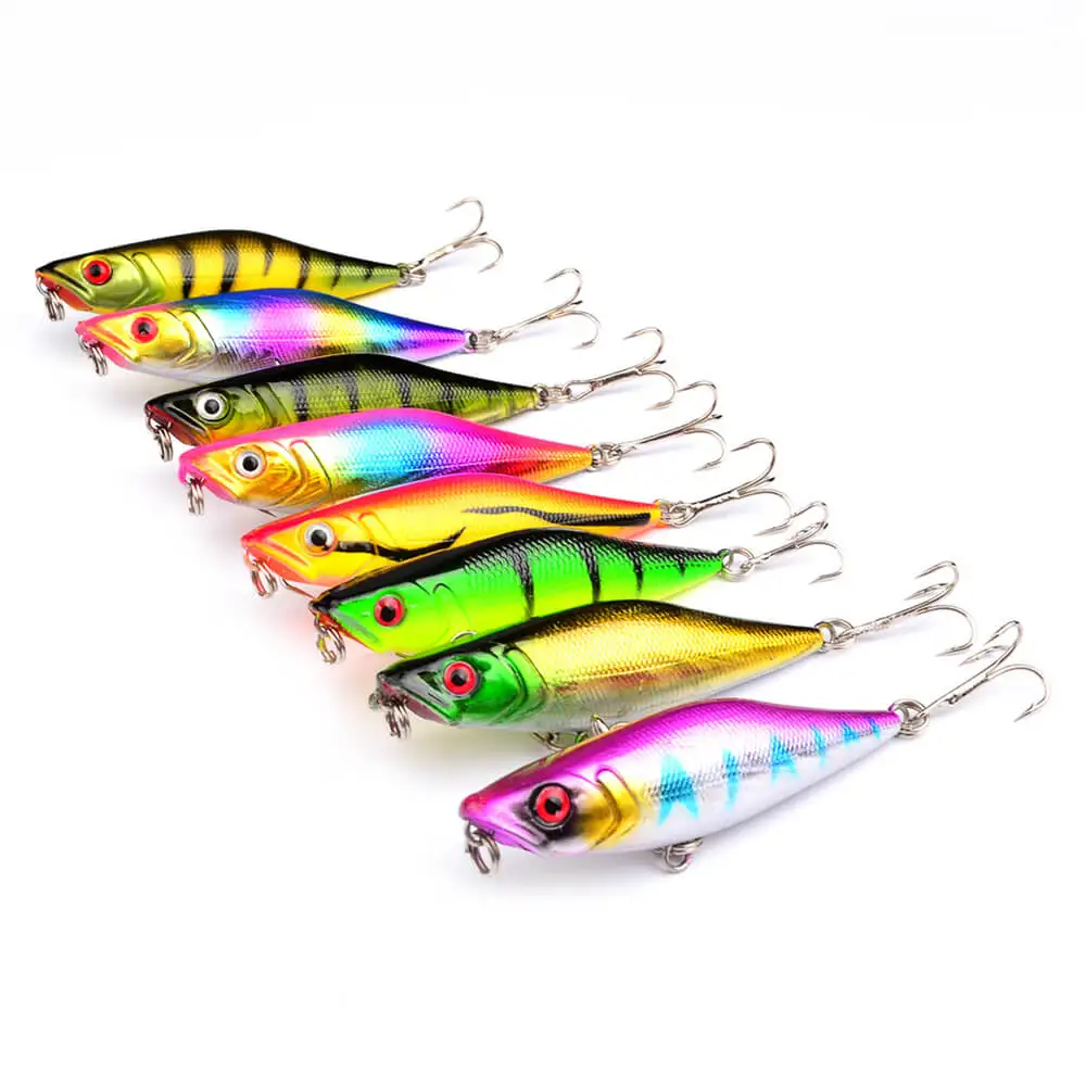 8pcs 7.5cm/7.5g Topwater Floating Swimbait Popper Fishing Lures Baits Crankbait Hook Saltwater Freshwater Artificial Tackle | Спорт и
