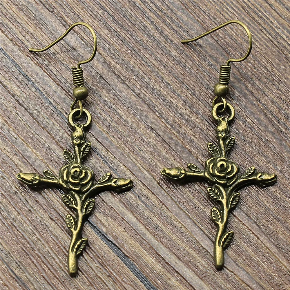 1 Pair Women Fashion Earrings Dangle 35x23mm Flower Cross Drop For Jewelry | Украшения и аксессуары