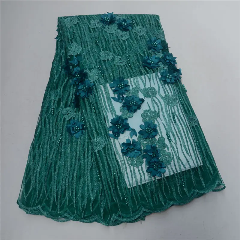 2018 Latest African French Lace Fabric High Quality Tulle with beads 3D For Wedding lace for women dress -L5 | Дом и сад