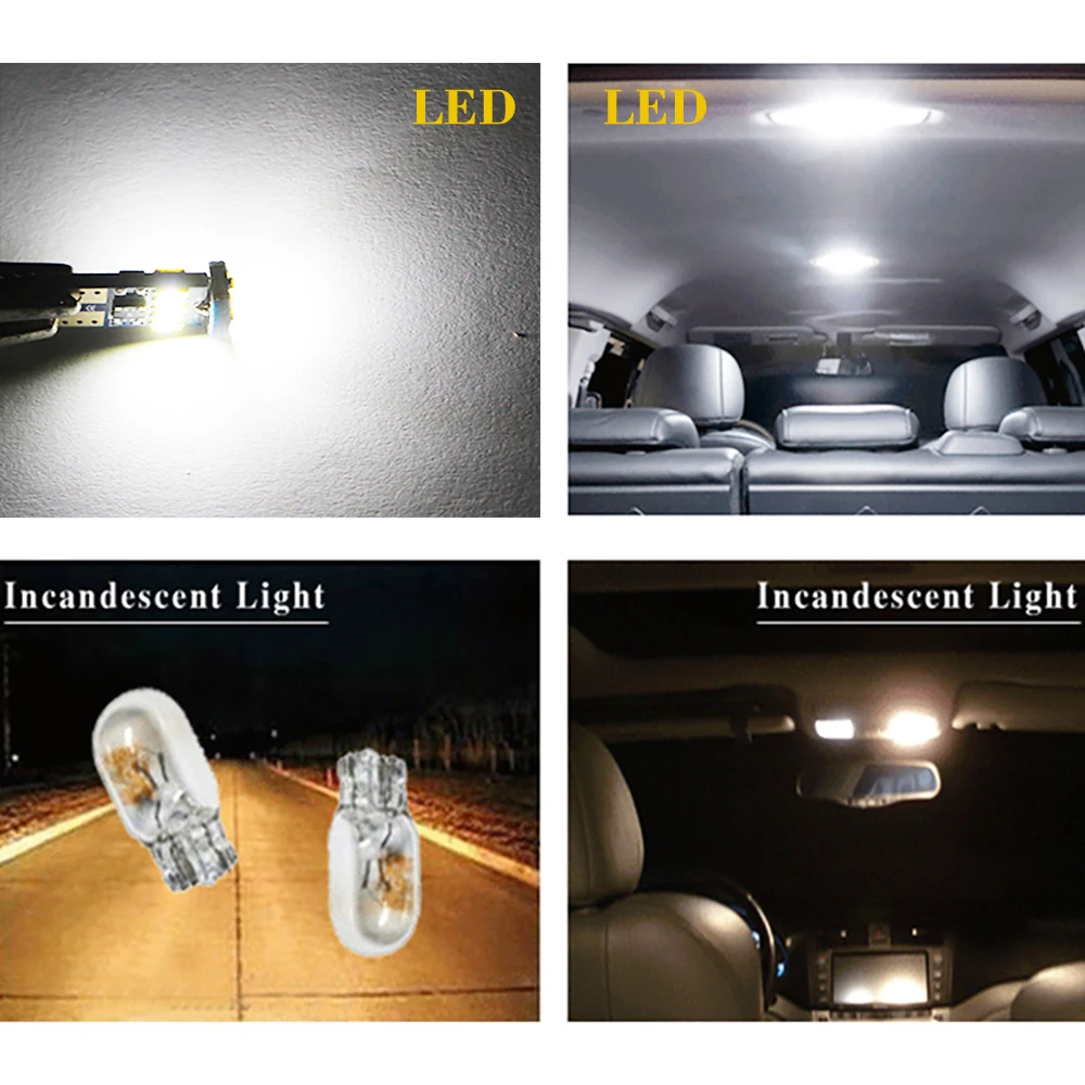 10 шт. T10 W5W 194 Светодиодный лампочки Canbus 4014 SMD 15 светодиодный лампы светодиодная