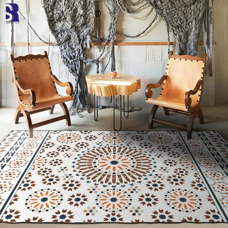 

SunnyRain 1-piece Bohemia Rug and Carpet for Living Room Area Rug Short Plush Bed Room Carpet Large Size Slipping Resistance