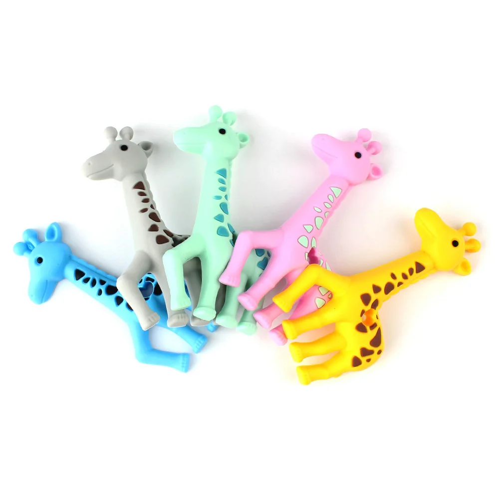 10pcs Cute Giraffe Baby Teether Silicone Teething Toys Funny Necklace Pacifier Pendants Food Grade Teethers | Мать и ребенок