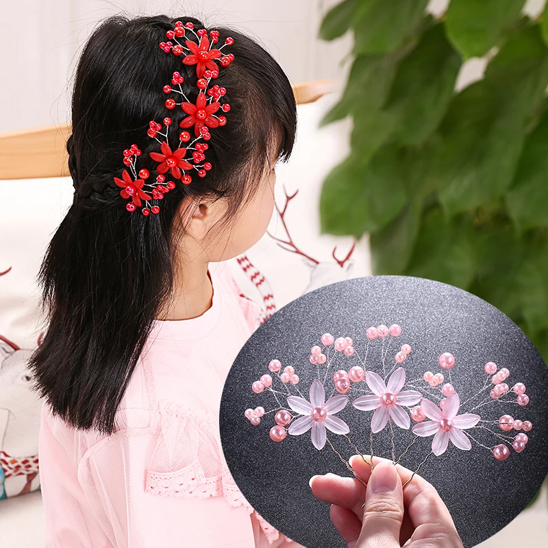 3 шт./компл. женские цветы фестиваль девушка зажим для волос с жемчугом кристалл