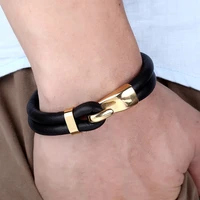 2019 new arrival multilayer charm leather bracelet popular stainless steel bracelet anchor bracelet for men women lovers gift