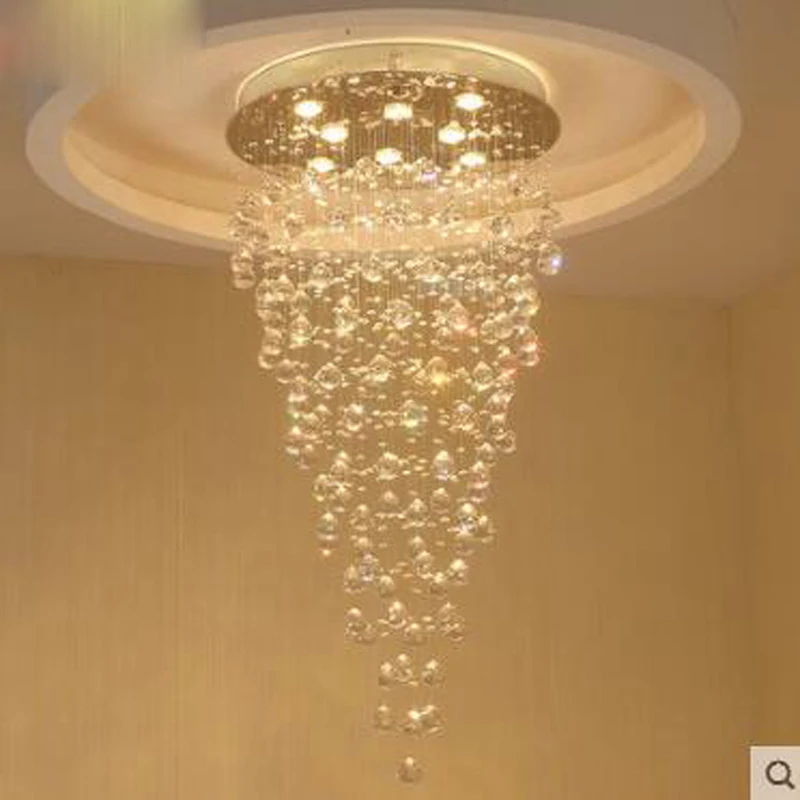 Двойная лестничная люстра длинная хрустальная лампа для виллы метеоритного душа