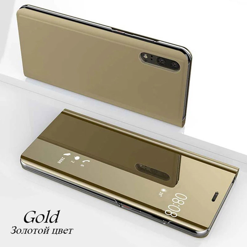50 шт. прозрачный умный зеркальный флип чехол для Huawei P40 Pro P30 P20 Mate 30 20 X Lite Nova 6 SE 5 5i P