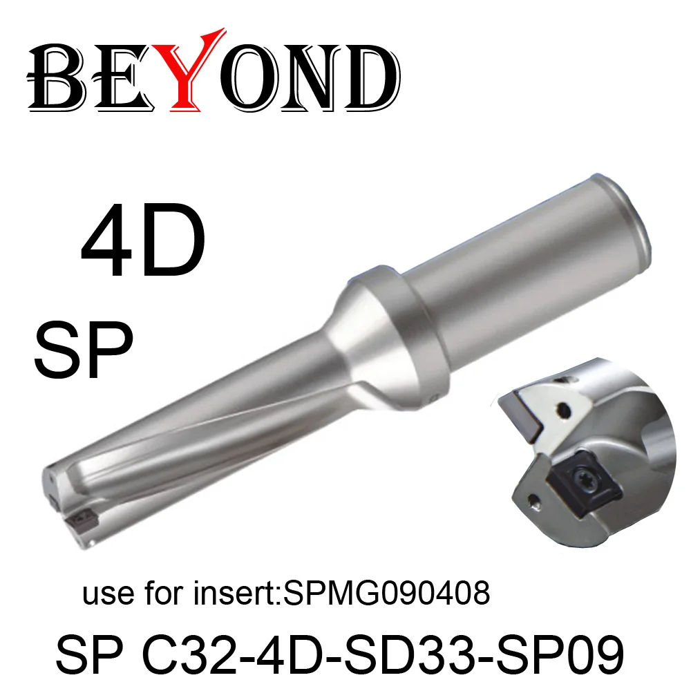 BEYOND Drill 33mm 33.5mm SP C32-4D-SD33-SP09 C32-4D-SD33.5-SP09 U Drilling Bit Carbide Inserts SPMG090408 Indexable Tools CNC