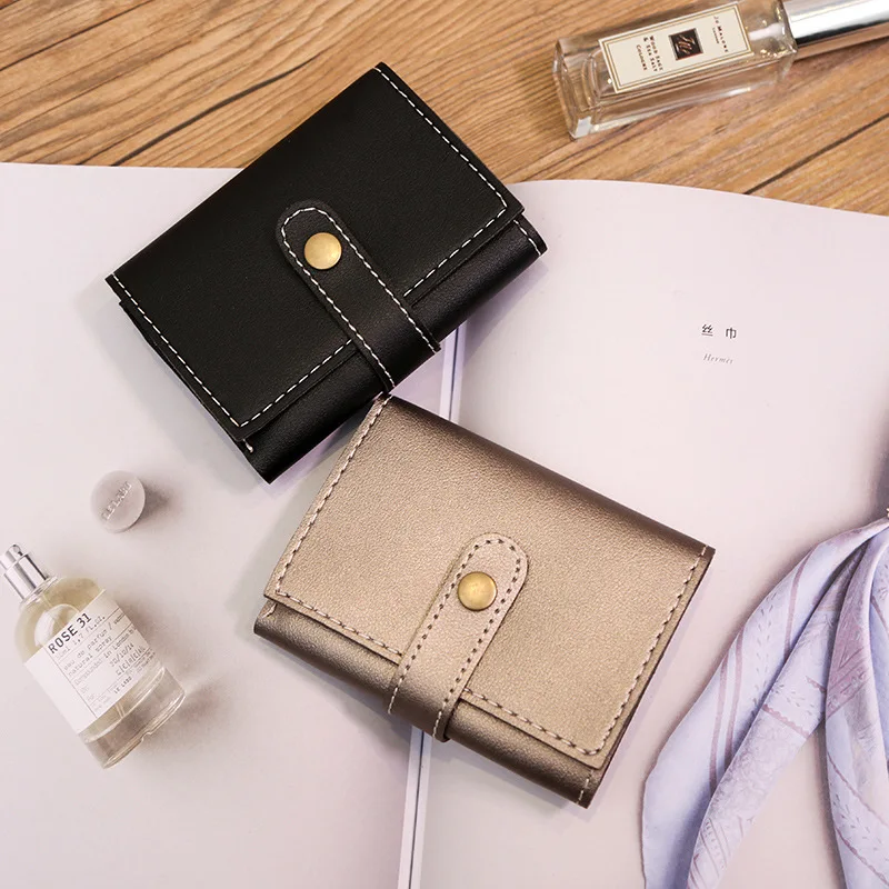short three fold multi-card bit wallet European and American fashion buckle purse | Багаж и сумки