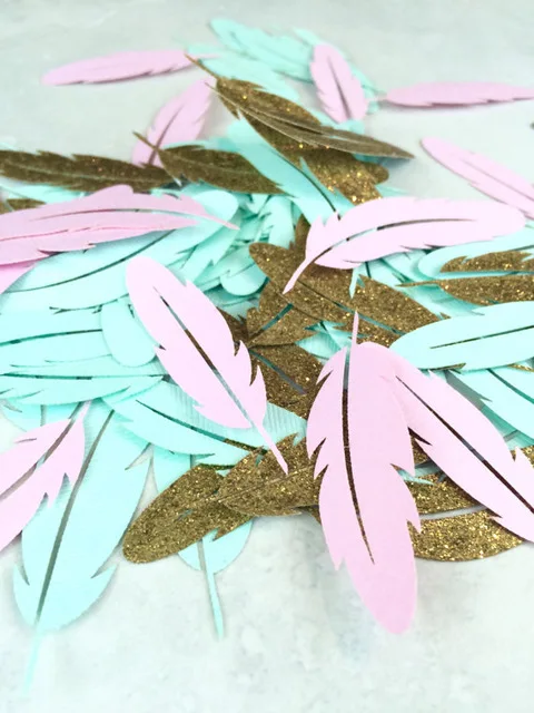 

Feather Confetti | Bohemian Baby Shower | Boho Party Theme | Boho Chic | Wedding Table decor scrapbook Confettis