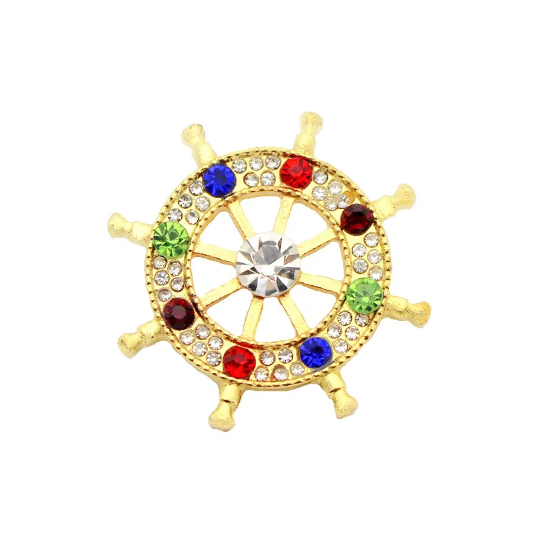 

Wholesale 10pcs/lot Metal Gold Colorful Rudder Crystal Snap Charms Fit 18mm/20mm Snap Button Bracelets Replaceable DIY Jewelry
