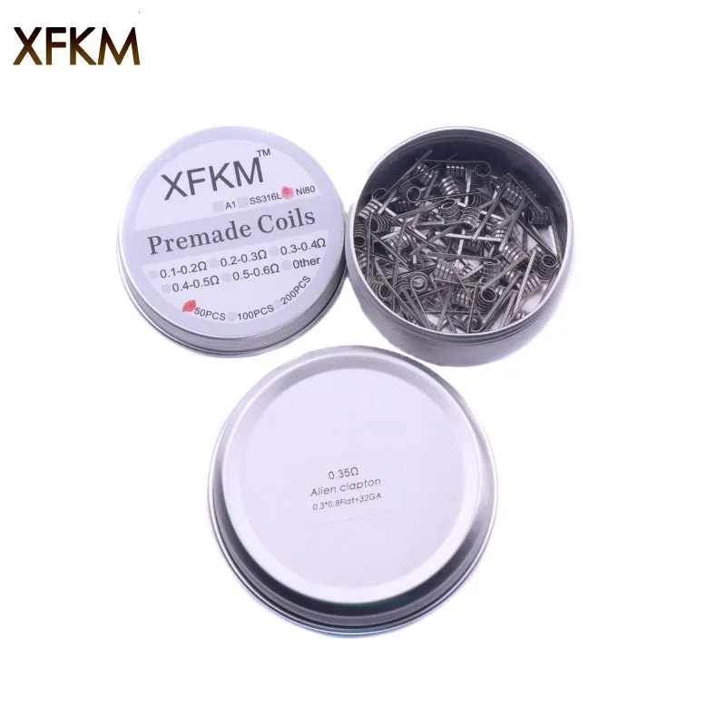 

XFKM NI80 50/100 pcs twisted Fused Hive clapton coils premade wrap Alien Mix twisted Quad Tiger Heating Resistance rda coil