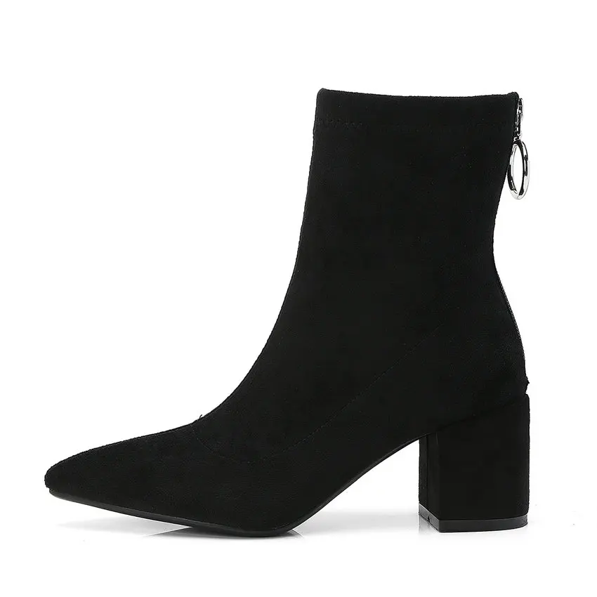 ESVEVA/2019 г. женские ботинки ботильоны на молнии высоком квадратном каблуке