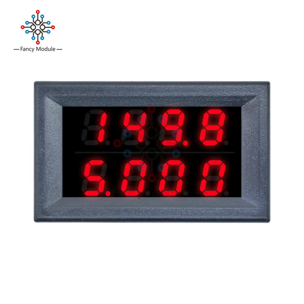 200 В постоянного тока/в 10 А цифровой вольтметр Амперметр Красный Синий 4 бит двойной светодиодный дисплей Высокоточный измеритель напряжения измеритель тока с 5 проводами