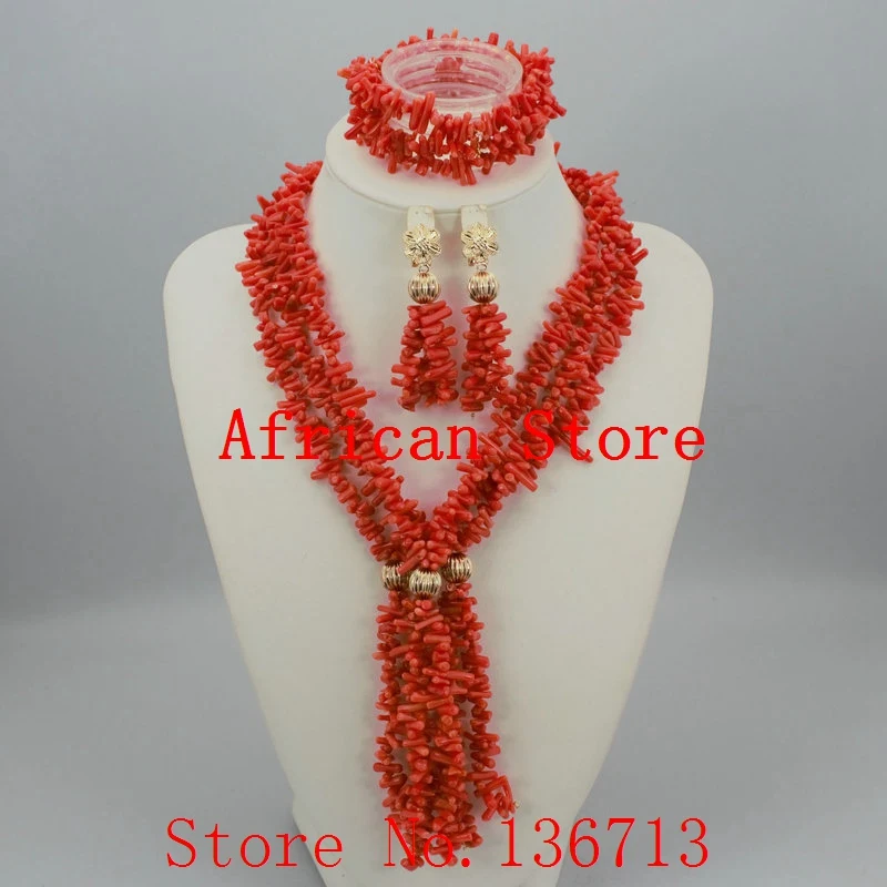 2016 стильный красный африканский костюм комплект ювелирных изделий нигерийские