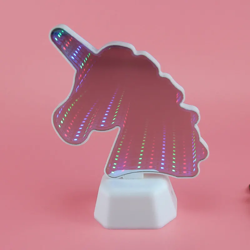 Unicorn Рождественский 3D светодиодный зеркальный светильник в виде сердца, ночник в виде туннельного единорога, дерево, звезда, украшение для дома, спальни, подарки для девочек - Испускаемый цвет: Unicorn