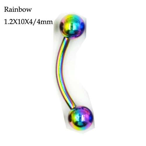 Rainbow 16 г Красочные Титановые анодированные шарики Изогнутые Брови Штанги Пирсинг банан дя бровей ухо спиральный для хряща трагус пирсинг ювелирные изделия - Окраска металла: Rainbow