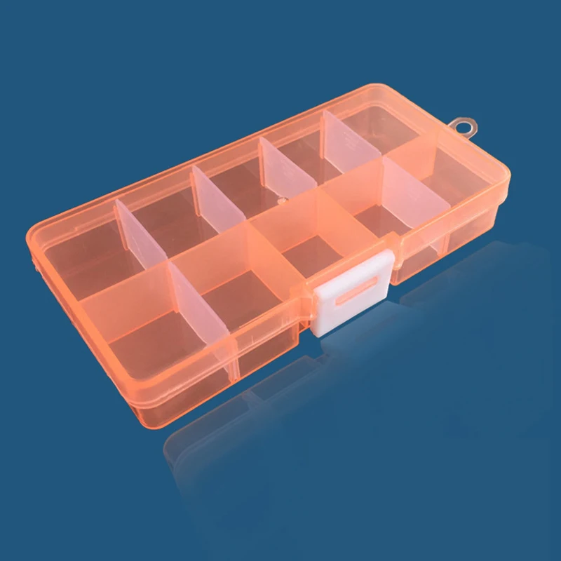 Orange 10 сетки прозрачный ящик для хранения дома DIY Ювелирные изделия бусины для ногтей блесток Алмаз получить случае регулируемый портативный органайзер коробка - Цвет: Orange