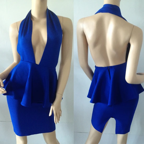 G020 Акция! Сексуальное Белое Бандажное платье с баской и открытой спиной|bandage