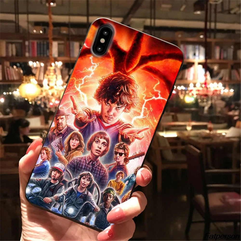Странные вещи 3 для iPhone XS MAX X XR 5S 6 6s 7 8plus Coque Чехлы Samsung s8 s9 s10plus черный мягкий