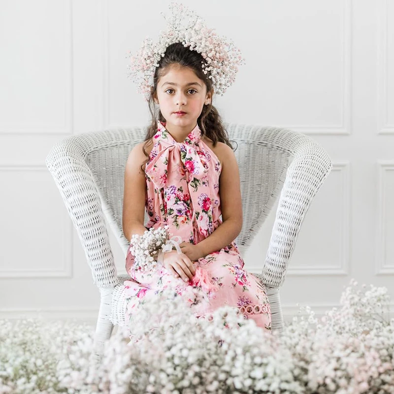 2019 Summer Princess Cute Sleeveless Floral Print Party Dresses Costume Clothing 2-9T Toddler Kids Girls Skater Dress | Детская одежда
