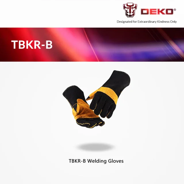 Black Yellow DEKO 15 дюймов кожаные сварочные перчатки для DIY работы по дереву/камин/плита/барбекю/садоводство/сварочные рабочие перчатки для сварщиков TIG/MIG - Цвет: Black Yellow