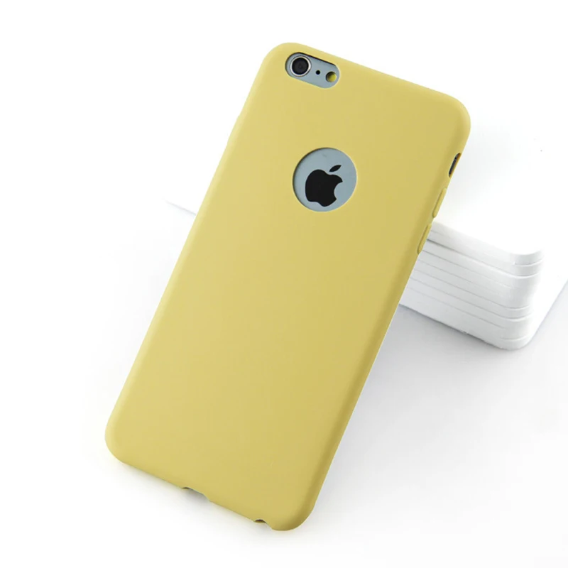 Цвет: желтый Phone Case For iPhone 7 6 6s 8 X Plus 5 5s SE XR XS Max Candy Color Silicone Couples Soft Simple Solid Color Fashion Case Cover - Цвет: Цвет: желтый